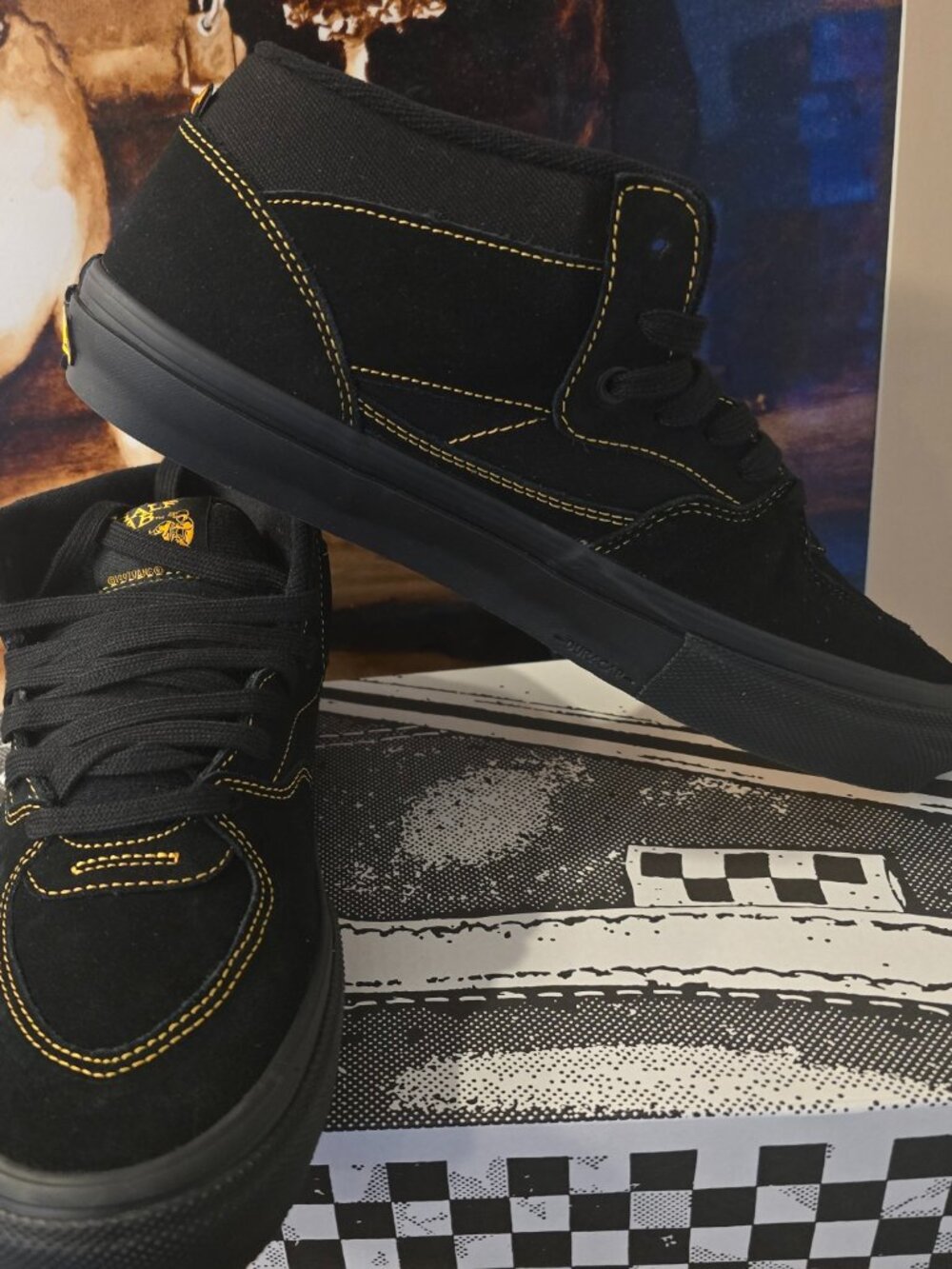 Vans Skate Half Cab Black Mustard VN0A5FCDBLN Men's Size 12 US Shoes NEW SKATE